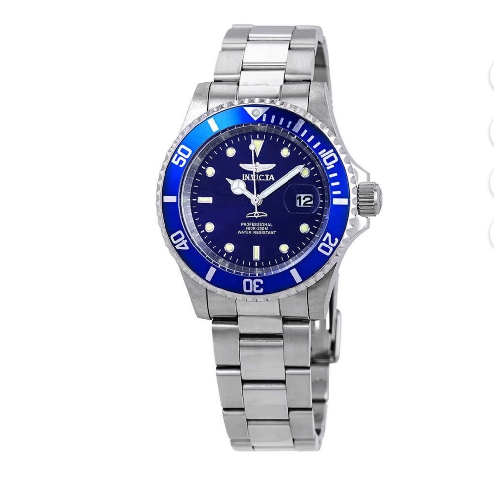 Invicta Mens Pro Diver Series Blue and Stainless Steel Watch NEW